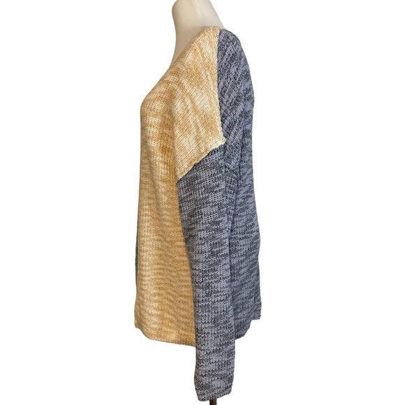 Urban Outfitters S Cotton Blend Yellow Blue Oversized Pullover V-neck Sweater - Picture 3 of 12